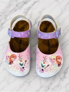 Birkenstock Kids Frozen Elsa Anna Olaf Clogs Sandals Purple Pink EU 31